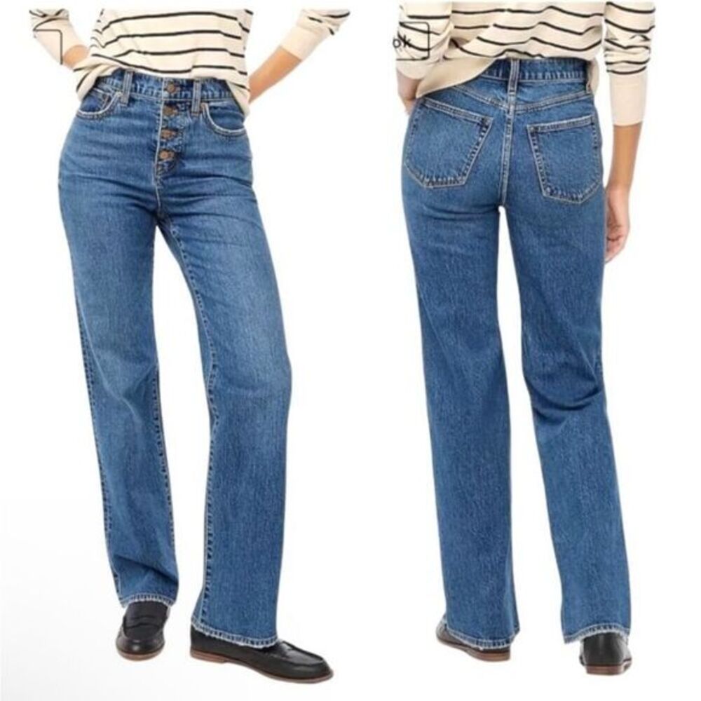 J. Crew Full Length Wide Leg All‎ Day Stretch Button Fly Jeans Womens Size 28